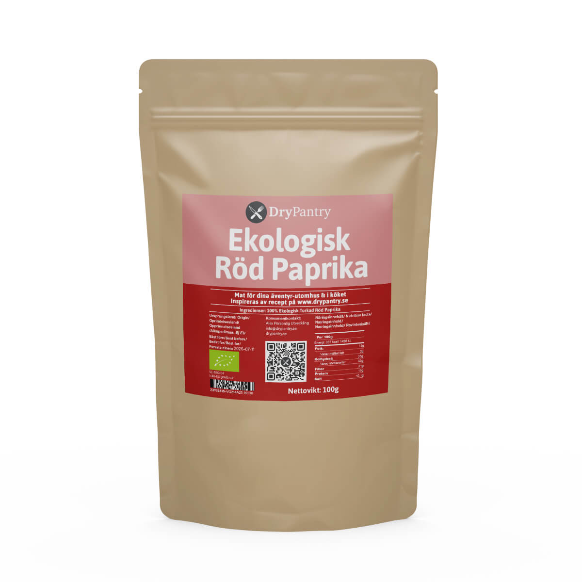 Ekologisk Torkad Röd Paprika
