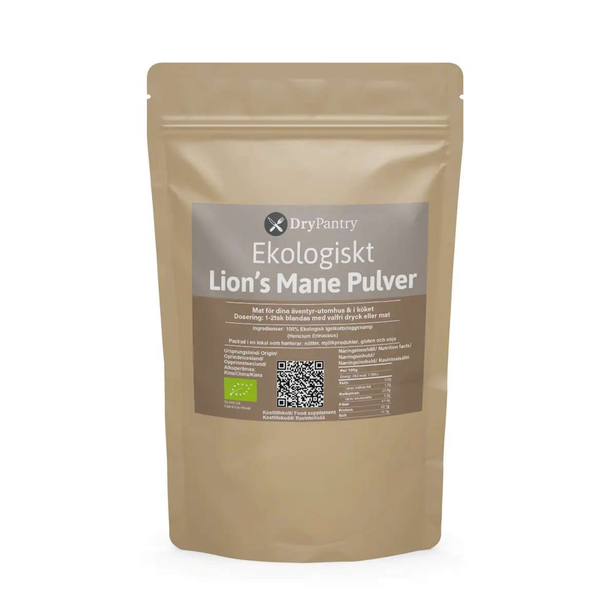 Lions Mane Pulver - Ekologisk (Hericium erinaceus) 200g